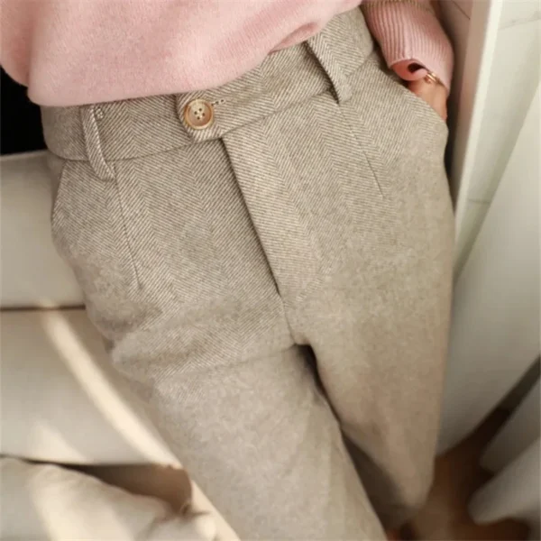 Woolen Pants Women S Harem Pencil Pants 2024 Autumn Winter High Waisted Casual Suit Pants Office.jpg