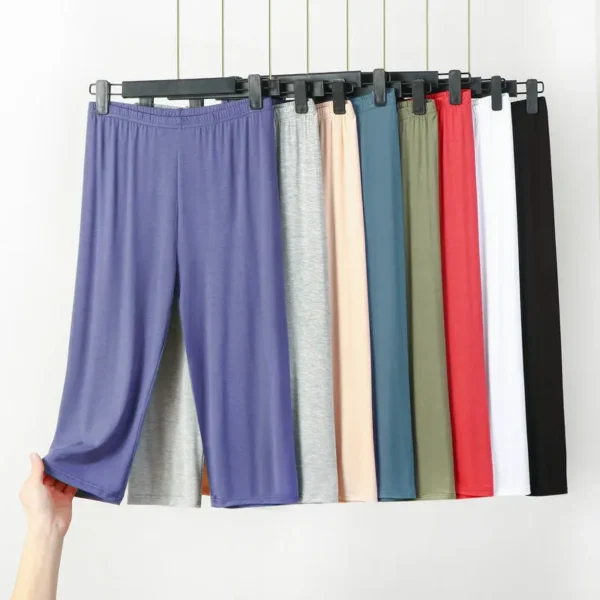 Xl To 8xl Summer Modal Leggings Calf Length High Waist Large Size Stretch Casual Slimming Basic.jpg