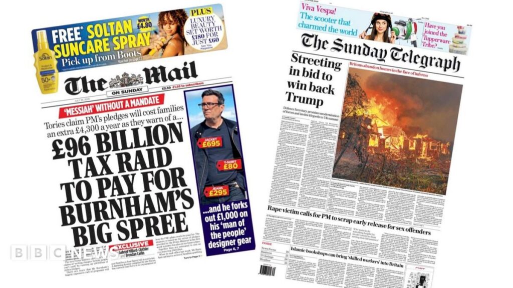 UK papers: 'Burnham's big spree' and Streeting 'bid to win back Trump'